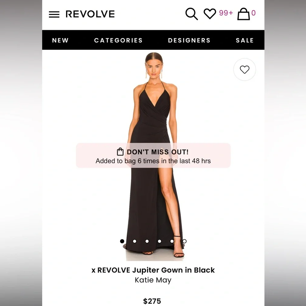 Katie May Medium Black Halter Slit Dress Jupiter Gown - Picture 3 of 5